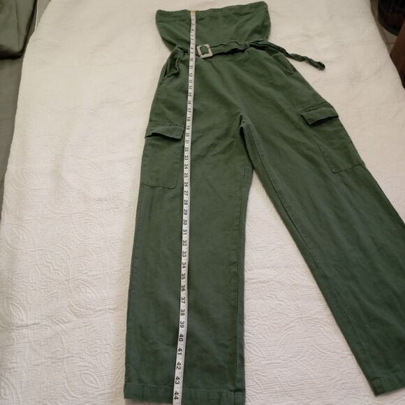 Sim y Sam Long Strapless Jumpsuit Size XS Olive Green Color - Picture 13 of 14